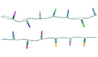 Christmas lights string isolated on white background with clipping path photo