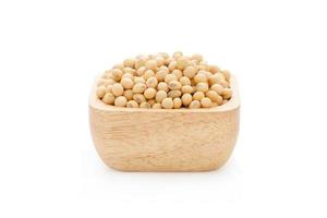 Soybeans in bowl wood isolated on white background with clipping path photo