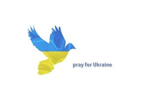 Pray for Ukraine the inscription and silhouette of a dove with a blue and yellow Ukrainian flag photo