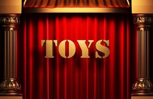 toys golden word on red curtain photo