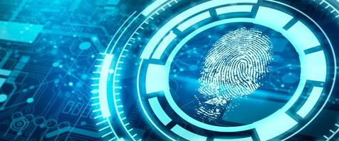 Authentication by Fingerprint recognition. Biometric. Security system. photo
