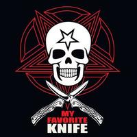 aggressive emblem with skull and knife,grunge vintage design t shirts vector