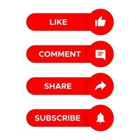 Like, Comment, Share and Subscribe Button Icon Vector