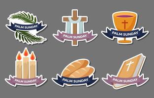 Collection of Holy Week Palm Sunday Sticker Pack vector