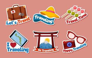 Japan Themed Traveling Sticker for Journaling vector