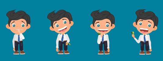 funny character with money. cheerful office worker vector