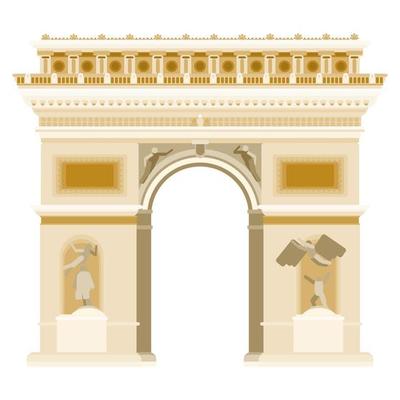 triumphal arch in paris gate monument. flat style