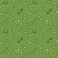 dinero disperso en un patrón sin fisuras de fondo verde vector