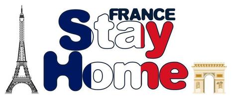 france stay home poster bright. flat style stock vector