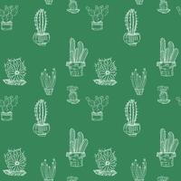 seamless green pattern with different cacti vector