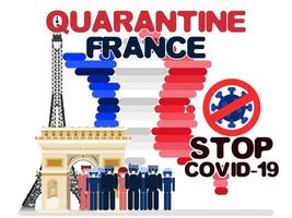 France map quarantine poster due to illness. flat vector