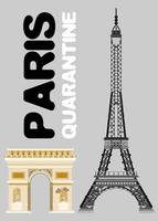 Paris quarantined beige poster. flat style stock