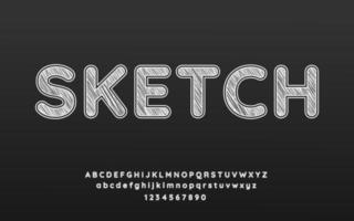 efecto de texto con textura de boceto vector