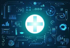 abstract technology ui futuristic concept health hud interface hologram elements of digital data chart, communication, and circle percent vitality innovation on hi tech future design background vector