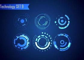 Set of Circle Abstract Digital Technology UI Futuristic HUD Virtual Interface Elements Sci- Fi Modern for Theme Technology, Game Control,  Elements of Background Hi-tech or Design vector