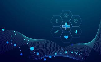 Abstract health medical science healthcare icon digital technology science concept modern innovation,Treatment,medicine on hi tech future blue background. for wallpaper, template, web design vector