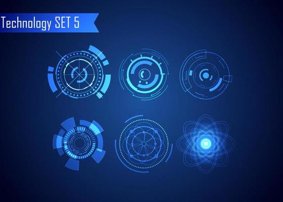 Set of Circle Abstract Digital Technology UI Futuristic HUD Virtual Interface Elements Sci- Fi Modern for Theme Technology, Game Control,  Elements of Background Hi-tech or Design