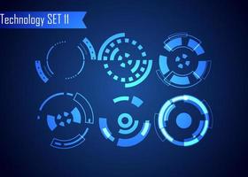 Set of Circle Abstract Digital Technology UI Futuristic HUD Virtual Interface Elements Sci- Fi Modern for Theme Technology, Game Control,  Elements of Background Hi-tech or Design vector