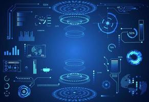 tecnología abstracta ui concepto futurista interfaz hud elementos de holograma de gráfico de datos digitales, comunicación, computación e innovación de porcentaje de vitalidad de círculo en el fondo de diseño futuro de alta tecnología vector