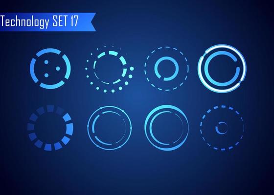 Set of Circle Abstract Digital Technology UI Futuristic HUD Virtual Interface Elements Sci- Fi Modern for Theme Technology, Game Control,  Elements of Background Hi-tech or Design