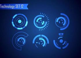 Set of Circle Abstract Digital Technology UI Futuristic HUD Virtual Interface Elements Sci- Fi Modern for Theme Technology, Game Control,  Elements of Background Hi-tech or Design vector