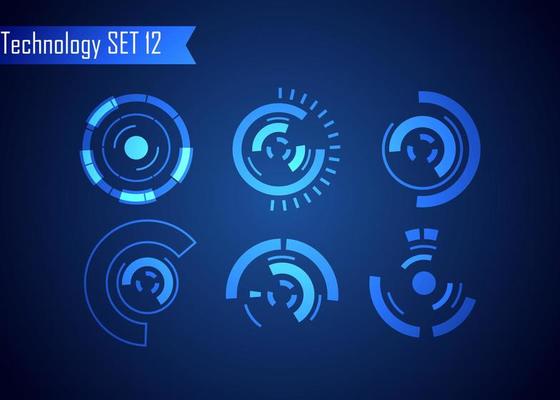 Set of Circle Abstract Digital Technology UI Futuristic HUD Virtual Interface Elements Sci- Fi Modern for Theme Technology, Game Control,  Elements of Background Hi-tech or Design
