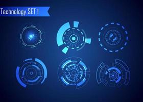 Set of Circle Abstract Digital Technology UI Futuristic HUD Virtual Interface Elements Sci- Fi Modern for Theme Technology, Game Control,  Elements of Background Hi-tech or Design vector