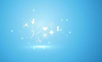 Abstract health medical science healthcare icon digital technology science concept modern innovation,Treatment,medicine on hi tech future blue background. for wallpaper, template, web design vector