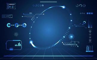 abstract technology ui futuristic concept hud interface hologram elements of digital data chart, communication, computing and circle percent vitality innovation on hi tech future design background vector