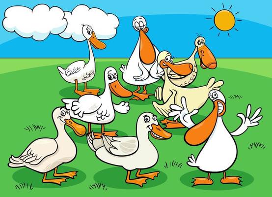 ducks birds farm animal characters group