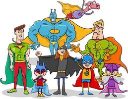 cartoon superheroes fantasy characters group vector