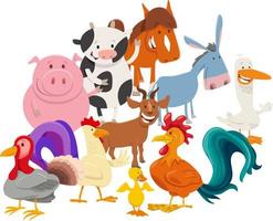 Grupo de personajes de cómic de animales de granja de dibujos animados