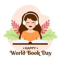 feliz dia mundial del libro vector