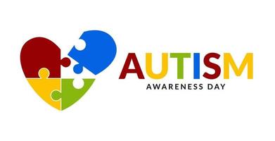 ilustración del día mundial de la conciencia del autismo con vector de rompecabezas de amor