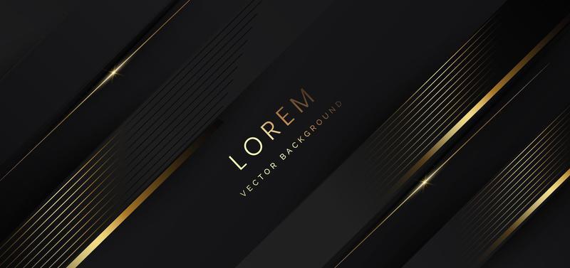 Abstract template black and grey geometric oblique with golden line layer on black background. Luxury style.