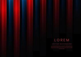 Abstract red and blue gradient geometric vertical overlapping on black background with copy space for text. vector