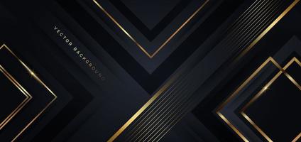 Abstract template black and grey geometric oblique with golden line layer on black background. Luxury style. vector