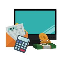 Ilustración de vector de concepto de pago de impuestos en línea