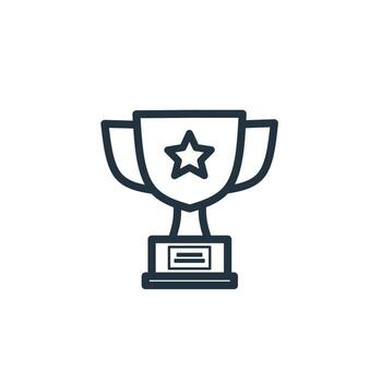 Thin linear trophy line icon isolated on a white background. Trophy or award symbol design for web and mobile apps. Line vector sign