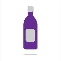 Wine bottle mockup with label. Vector icon. Cartoon minimal style.