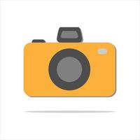 Photo camera with with lens and button. Vector icon. Cartoon minimal style.