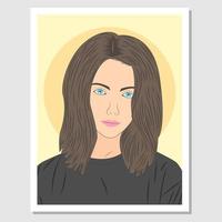 Wall art design. Beautiful woman with bob hair in flat cartoon style. Vector illustration