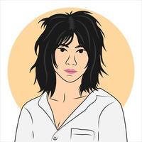 Teenage girl who just woke up. Flat cartoon style. Vector illustration