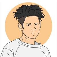 Portrait of teenage boy in flat cartoon style. Vector illustration