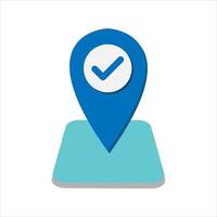 Checkmark icon. Approvement concept. Geolocation map mark, point location. Vector illustration