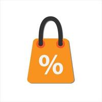 Cartoon shopping bag with percent sign. Online shopping, sale promotion, discount concept. Vector illustration icon.