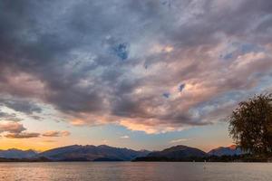 Beautiful evening sky at Lake Wanaka photo