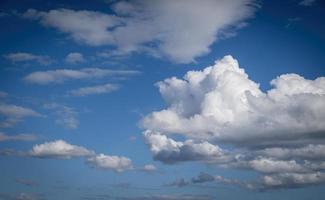 Beautiful puffy cloud with blue sky with copy space  for background. photo