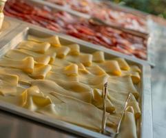 Buffet table for breakfast photo