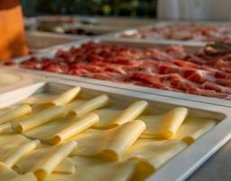 Buffet table for breakfast photo